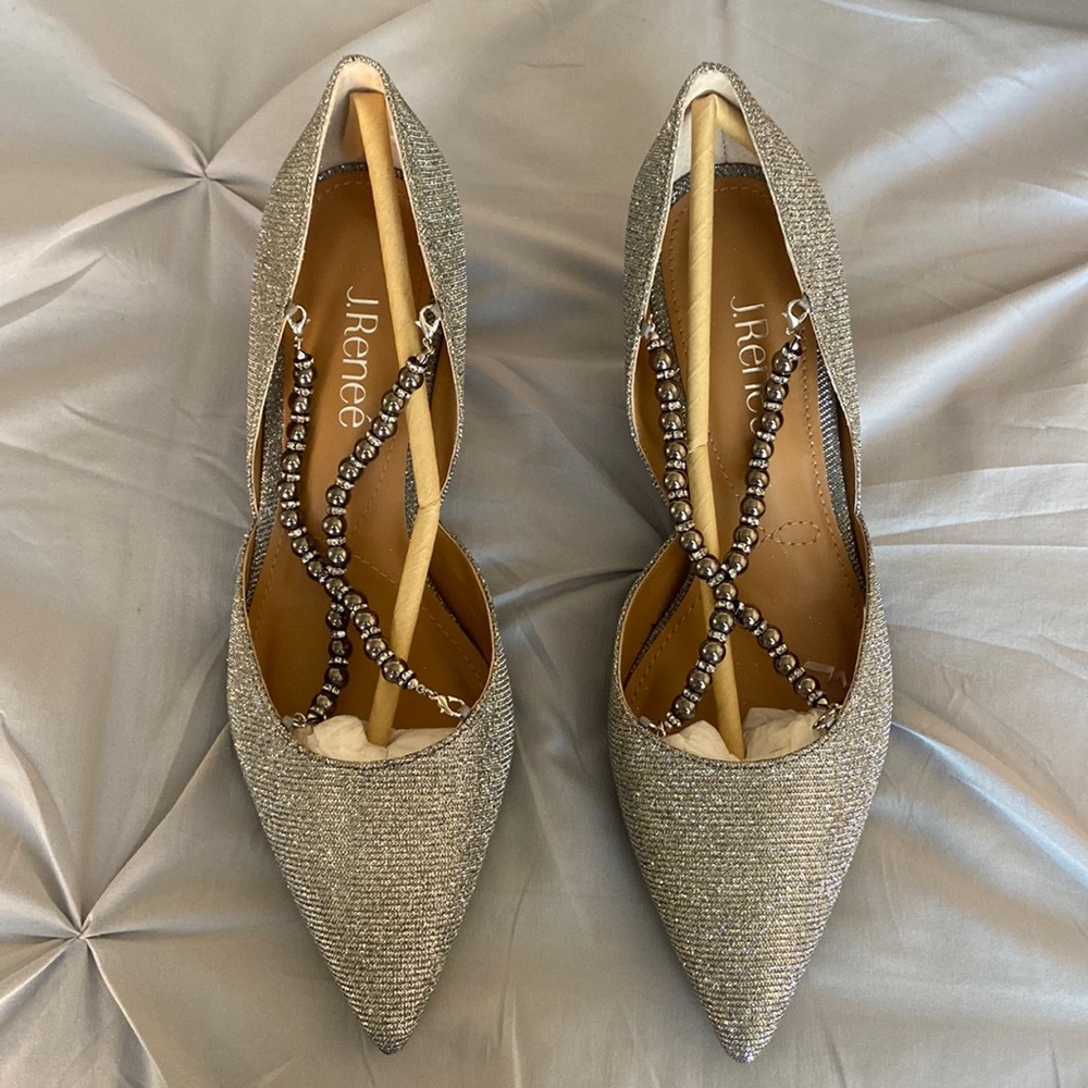 Silver sparkle heels